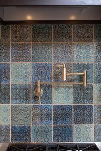 tile backsplash green and blue