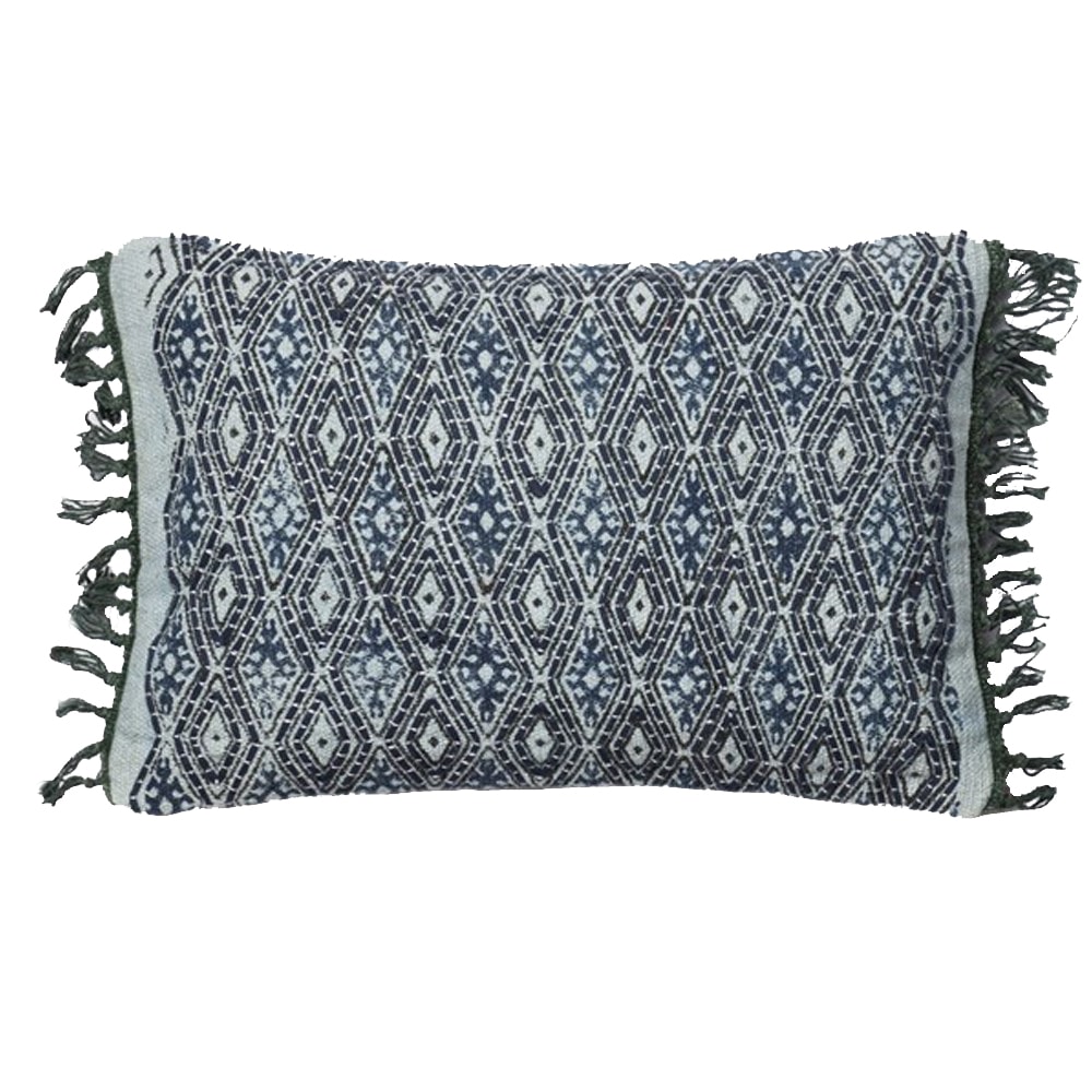 blue and white lumbar pillow