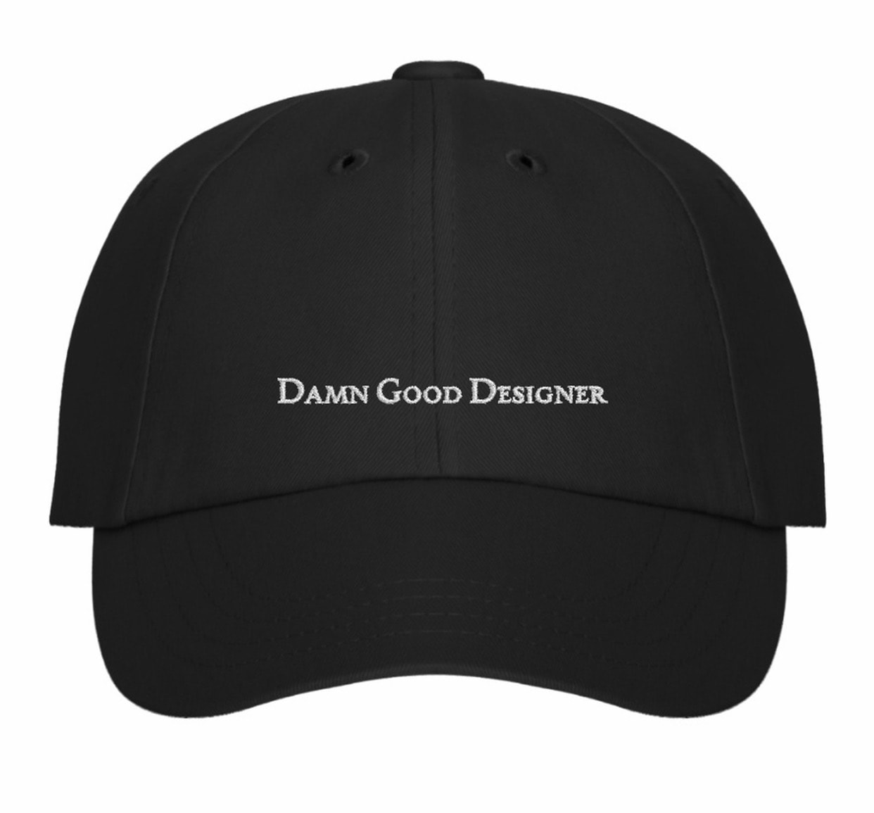 Black Damn Good Designer Hat with White Embroidery